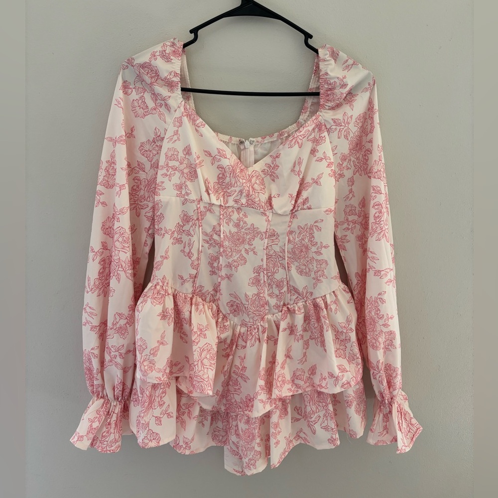 SHEIN Pink and White Floral Dress